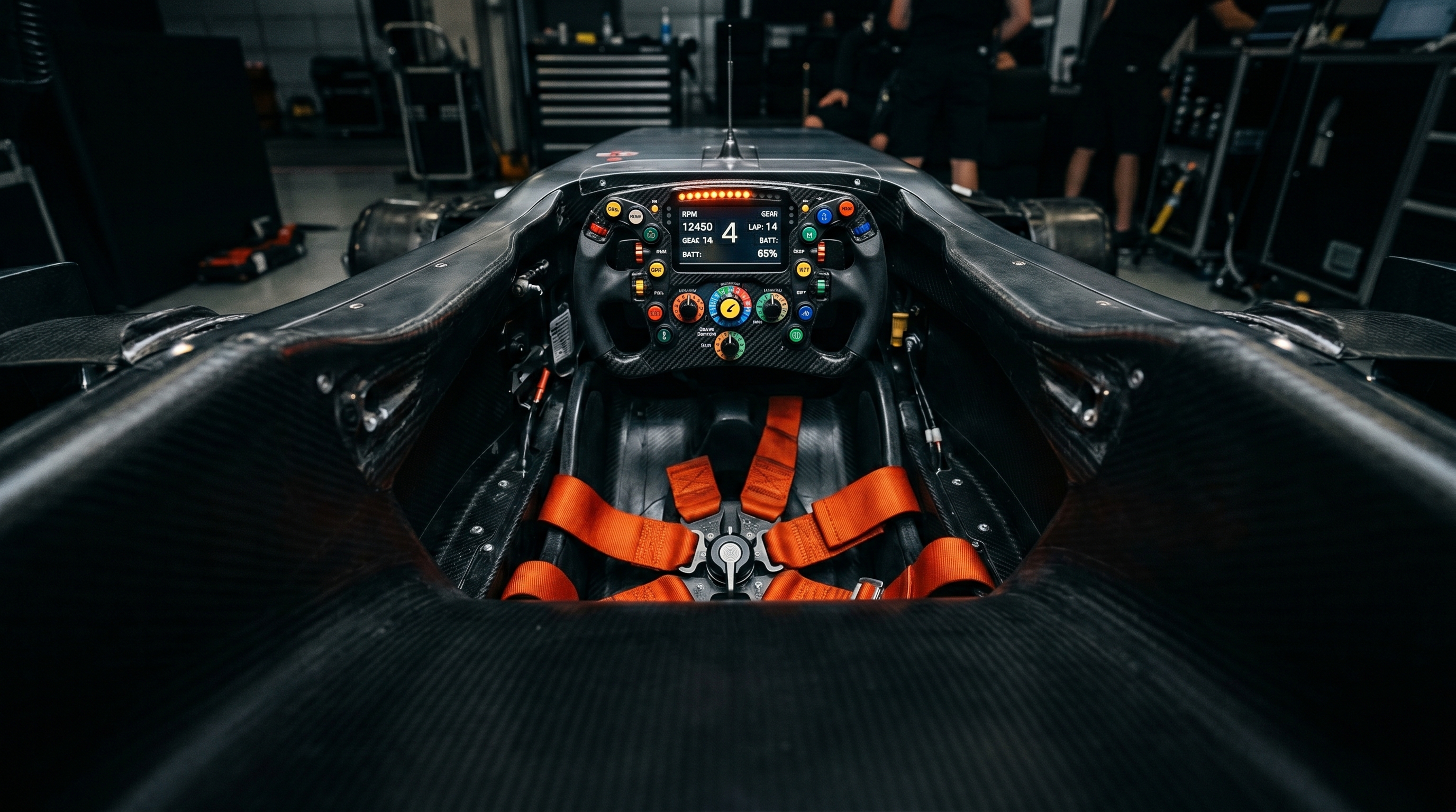 F1 cockpit and steering wheel